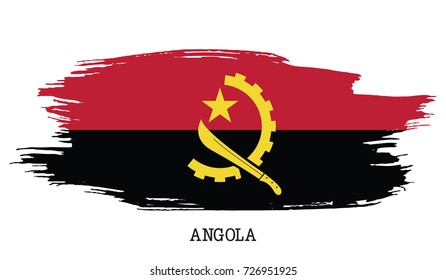 Angola flag vector grunge paint stroke  