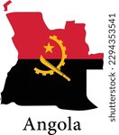 angola flag vector illustration, flag in shape of a angola map.