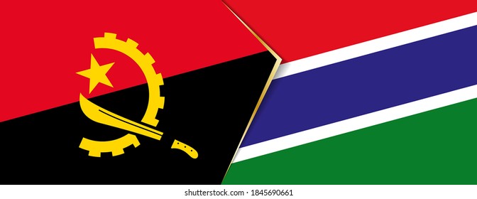 Angola and Gambia flags, two vector flag symbols of relationship or confrontation.