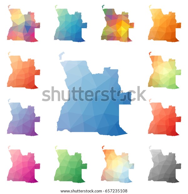 Angola Geometric Polygonal Mosaic Style Maps Stock Vector Royalty Free