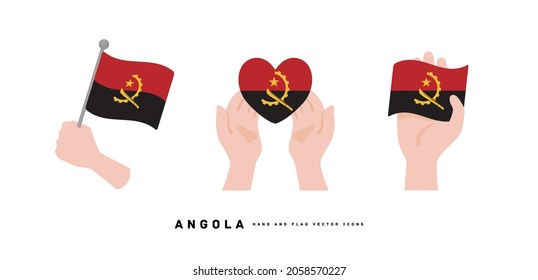 [Angola] Hand and national flag icon vector illustration