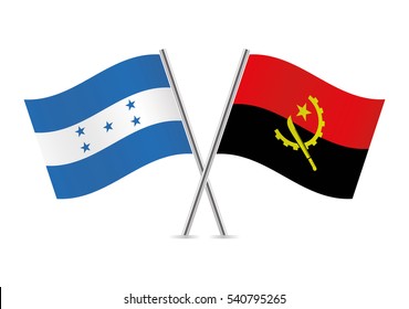 Angola and Honduras flags. Vector illustration.