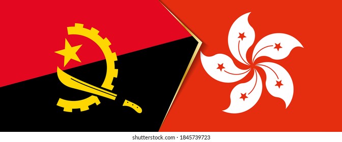 Angola and Hong Kong flags, two vector flag symbols of relationship or confrontation.