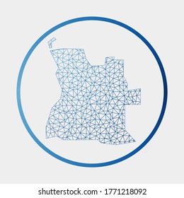 Angola icon. Network map of the country. Round Angola sign with gradient ring. Technology, internet, network, telecommunication concept. Vector illustration.