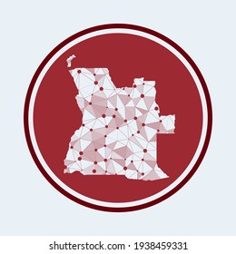 Icône Angola. Logo technologique branché du pays. Conception géométrique circulaire de maillage. Technologie, Internet, réseau, concept de télécommunication. Illustration vectorielle.