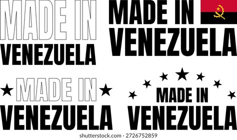Conjunto de iconos de Angola con Elementos de diseño de fuentes en negrita con nombres de países y banderas