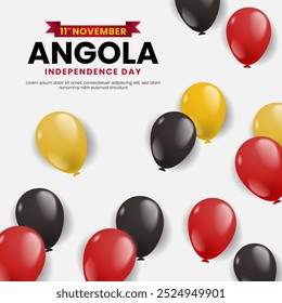 Angola Día de la Independencia Bandera Anuncio Diseños de fondo con globos ilustración