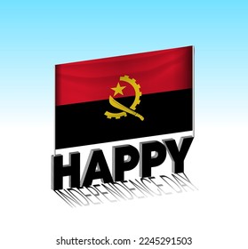 Angola independence day. Simple Angola flag and billboard in the sky. 3d lettering template. Ready special day design message.