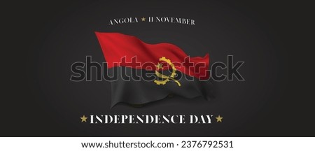 Angola independence day vector banner, greeting card. Angolan wavy flag in 11th of November patriotic holiday horizontal design with realistic flag