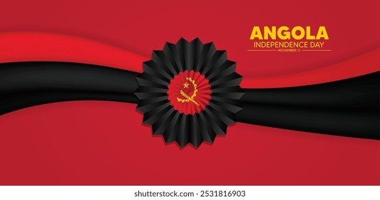 Angola Independence Day Waving Stoff Stoff Fahne Vektor Poster