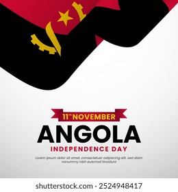 Angola independence day with waving realistic flag for greeting card, banner background design