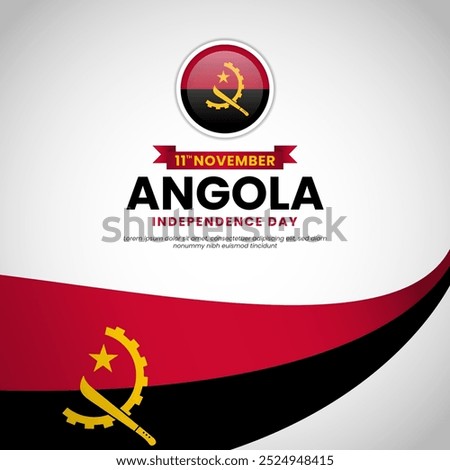 Angola independence day with waving realistic flag for greeting card, banner background design