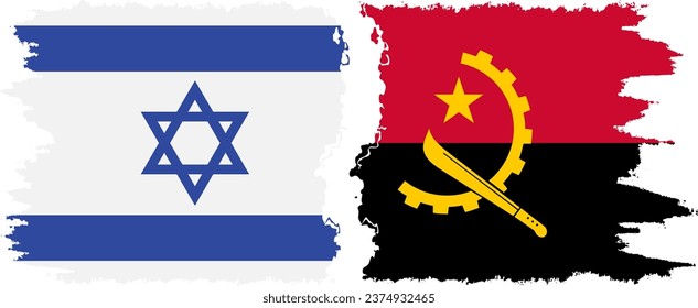 Angola and Israel grunge flags connection, vector