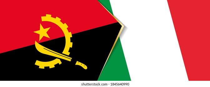 Angola and Italy flags, two vector flag symbols of relationship or confrontation.