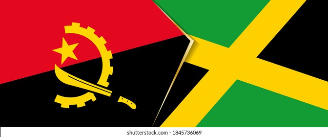 Angola and Jamaica flags, two vector flag symbols of relationship or confrontation.