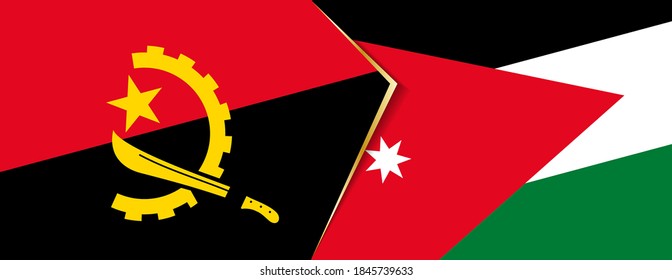 Angola and Jordan flags, two vector flag symbols of relationship or confrontation.