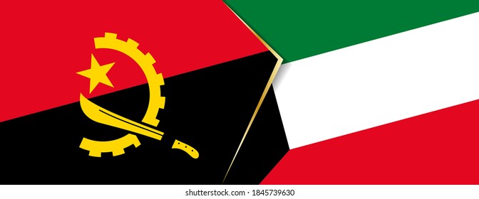 Angola and Kuwait flags, two vector flag symbols of relationship or confrontation.