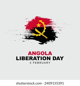 Der Angola-Befreiungstag wird am 4. Februar gefeiert. Grußkartenposter mit Fahne und Grunge-Textur. Vektorgrafik