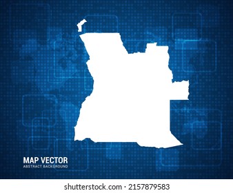 Angola map with abstract blue background technology pixel board texture.