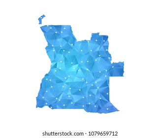 Angola Map - Abstract geometric rumpled triangular low poly style gradient graphic on white background , line dots polygonal design for your . Vector illustration eps 10.