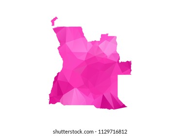 angola Map - Abstract geometric rumpled triangular low poly style gradient graphic on white background , line dots polygonal design for your . Vector illustration