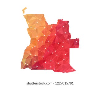 Angola Map - Abstract geometric rumpled triangular low poly style gradient graphic on white background , line dots polygonal design for your . Vector illustration eps 10.