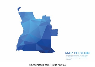 Mapa de Angola Resumen Gradiente de gradiente de bajo estilo de polo geométrico rugoso triangular sobre fondo blanco