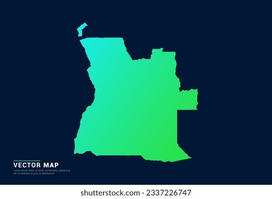 Angola map of abstract gradient green blue concept with technology light effect vector.