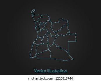 Angola map - Abstract mash line and point scales on dark background with Angola. flat design style, clean and modern. Vector Illustration eps10