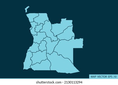 Mapa de Angola, línea de mash abstract y escalas de puntos en el fondo oscuro para el logo del mapa de diseño de tu sitio web, aplicación, ui, Viajes. Ilustración vectorial eps 10.
