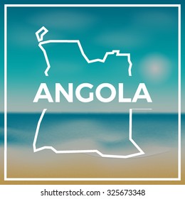 Angola map against the backdrop of beach and tropical sea with bright sun. EPS10 vector