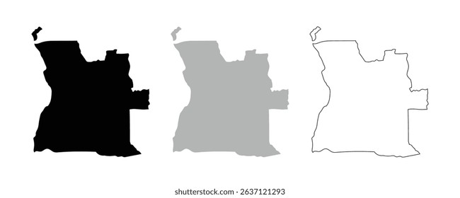 Angola Map. Angolan Country Map. Black and White National Outline Boundary Border Shape