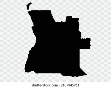Angola Map black Color on Backgound png  not divided into cities