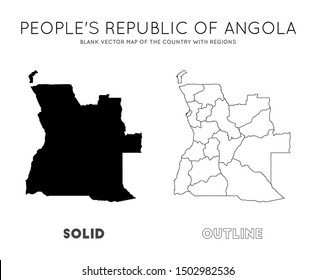 Angola map. Blank vector map of the country with regions. Borders of Angola for your infographic. Vector illustration.