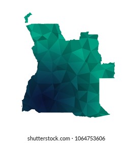 Angola map - Colorful Polygonal map of Angola rumpled triangular low poly style gradient graphic background , Vector illustration eps 10.