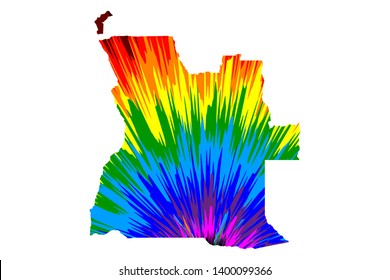 Angola - map is designed rainbow abstract colorful pattern, Republic of Angola map made of color explosion,