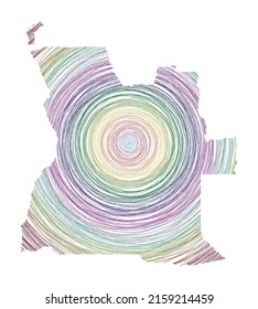 Angola map filled with concentric circles. Sketch style circles in shape of the country. Vector Illustration.