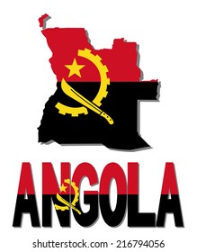 Angola map flag and text vector illustration
