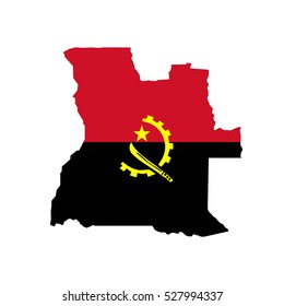 Angola map and flag in white background