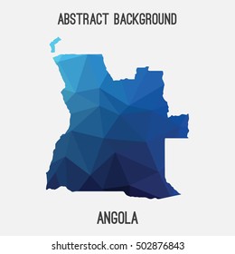 Angola map in geometric polygonal,mosaic style.Abstract tessellation,modern design background,low poly. Vector illustration.