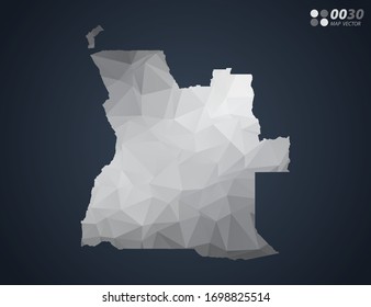 Angola map grey polygon red triangle mosaic with dark background. style gradient vector.