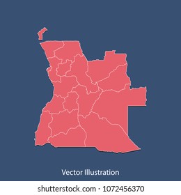 Angola map - High detailed color map of Angola. Multi colored country map in geometric style for your infographic