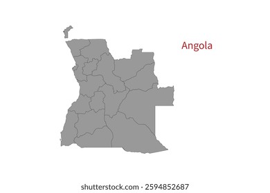 Angola map isolated on white background. Map silhouette of Angola. For website layouts, background, education, precise, customizable. Earth geography.