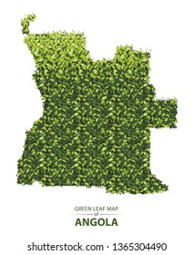 angola map made up of green leaf on white background vector illustration of a forest is conceptual of the global green environmental issues worldwide