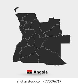 angola map on black on white background.vector illustration.