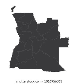 Angola map on white background vector, Angola Map Outline Shape Black on White Vector Illustration, High detailed black illustration map -Angola.