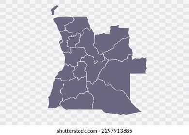 Angola Map pewter Color on White Background quality files Png