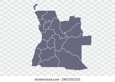 Angola Map pewter Color on White Background quality files Png