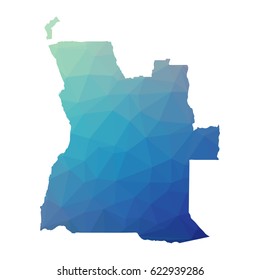 Angola map polygonal design -  blue geometric rumpled triangular low poly style gradient graphic background 