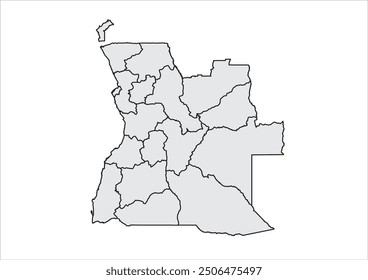 Angola Map Quick Silver Color Background white